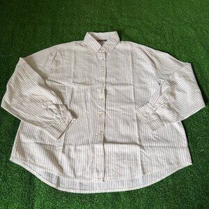 I GOT C Women's Relaxed Fit Button Up Long Sleeve Striped Casual Shirt Size 1X